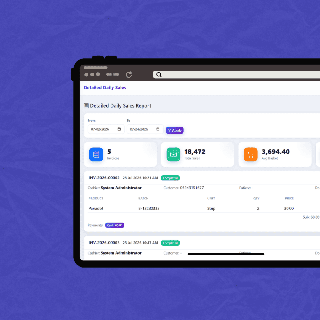 Pharmacy Management System dashboard overview